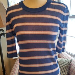 Veronica Beard Blue and Cream Knit Top. NWOT